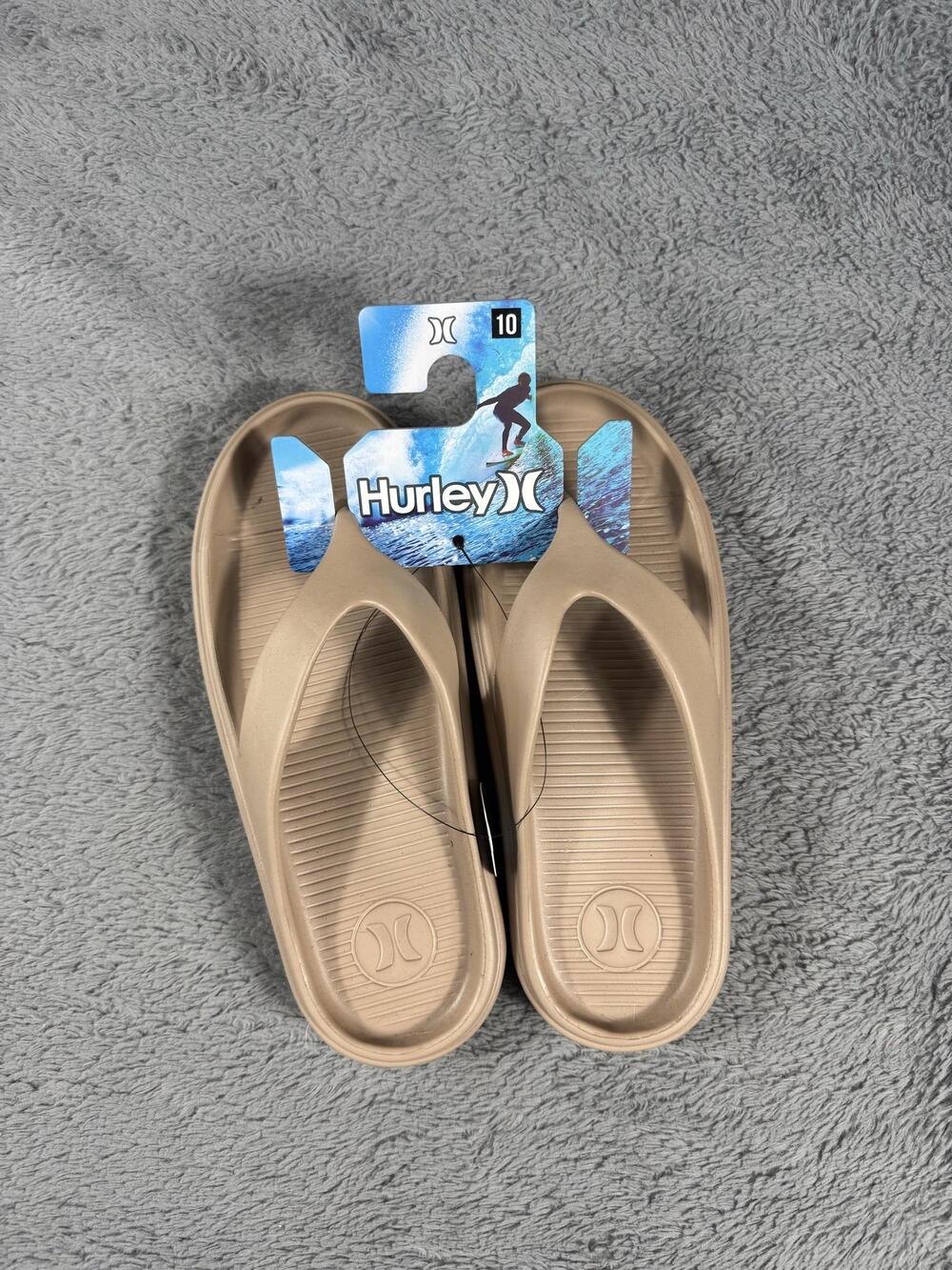 Hurley Sandals Men's Size 10 Beige Lightweight Thong Flip Flop Casual Beach